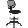 Giantex Drafting Chair Tall Office Chair with Back, Height Adjustable Home Office Chair on Wheels, Ergonomic Computer Standing Desk Chair with Footrest Ring for Bedroom, Black