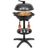 Giantex Electric Grill Indoor Outdoor, Non-stick Grill Griddle Plate, 3 Cooking Zones, Temperature Control, Drip Tray, 1350W 200sq.in BBQ Grill for Balcony Apartments Backyard Party Camping (Black)(Black)