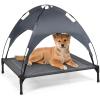 Giantex Elevated Dog Bed with Canopy, Portable Indoor Outdoor Pet Cot for Camping Beach Lawn, Keep Dogs Cats Cool in Summer, Breathable Fabric Steel Frame, Easy Assembly (XL (41.5” x 34.5” x 35”))(L (35.5” x 32” x 32”))