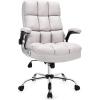 Giantex Executive Office Chair, Big and Tall Ergonomic Computer Chair, Adjustable Tilt Angle and Flip-up Armrest Linen Fabric Upholstered Chair with Thick Padding, High Back Managerial Chair (Grey)(Beige)