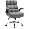 Giantex Executive Office Chair, Big and Tall Ergonomic Computer Chair, Adjustable Tilt Angle and Flip-up Armrest Linen Fabric Upholstered Chair with Thick Padding, High Back Managerial Chair (Grey)(Grey)