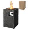 Giantex Fire Pit for Outside 16’’Gas Fireplaces, 30,000 BTU Electronic Ignition Square with Lava Rocks, Instant Touch-up Pen, Waterproof Cover, for Patio,Outdoor, CSA Certified Outdoor Firepits(Black)(Black)
