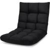 Giantex Floor Sofa Chair Video Gaming Chair with 14 Adjustable Position, Padded Back Support Floor Cushioned Seat, Folding Lazy Chair for Meditation, Reading, Watching, Living Room Recliner(Grey)(Black)