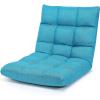Giantex Floor Sofa Chair Video Gaming Chair with 14 Adjustable Position, Padded Back Support Floor Cushioned Seat, Folding Lazy Chair for Meditation, Reading, Watching, Living Room Recliner(Grey)(Peacock Blue)