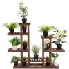 Giantex Flower Rack Wood Plant Stand 7 Wood Shelves 13 Pots Bonsai Display Shelf Indoor Outdoor Yard Garden Patio Balcony Living Room Multifunctional Storage Rack Bookshelf W/Hollow-Out Rack(Brown)