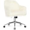 Giantex Fluffy Desk Chair, Comfy Faux Fur Vanity Chair with Wheals and Height Adjustable, Cute Fuzzy Makeup Chair for Girls Women, Modern Swivel Arm Chair for Bedroom Home Office, Beige(Beige)
