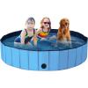 Giantex Foldable Pet Swimming Pool Dog Bath Pool with Anti-Slip Bottom, Portable PVC Pets Bathing Tub Kiddie Pools for Dogs Cats Kids, Easy to Drain, Collapsible Dog Pet Pool (XXL-63 inch, Blue)