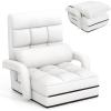 Giantex Folding Floor Chair with 6-Position Adjustable Backrest, Armrests & Removable Pillow, 330Lbs Capacity, Indoor Lazy Sofa Armchair, Chaise Lounger Bed, Gaming Recliner for Living Room Bedroom(White)