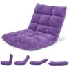 Giantex Folding Floor Chair with Back Support, 14 Adjustable Position, Padded Sleeper Bed, Couch Recliner, Floor Gaming Chair for Adults Meditation Living Room Bedroom, Black(Purple)