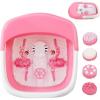 Giantex Foot Spa, Foot Bath Massager with Heat, Collapsible Design, Bubbles, Rollers, Pumice Stone, Scrub Brush, Folding 3 in 1 Footbath Tub, Foldable Foot Soaking Tub for Feet Stress Relief, Pink