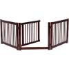 Giantex Freestanding Pet Gate with Door, 24inch 3 Panels Wooden Dog Gate with Walk Through Door, Foldable Pet Safety Puppy Fence Adjustable Pen for House Doorway Stairs