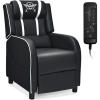 Giantex Gaming Recliner Chair, Adjustable Massage Gaming Chairs for Adults, Ergonomic Comfortable Lounge Leather Sofa w/Footrest, Remote Control & Side Pocket, Racing Style Single Sofa Recliners, Red(White)