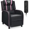 Giantex Gaming Recliner Chair, Adjustable Massage Gaming Chairs for Adults, Ergonomic Comfortable Lounge Leather Sofa w/Footrest, Remote Control & Side Pocket, Racing Style Single Sofa Recliners, Red(Pink)