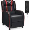 Giantex Gaming Recliner Chair, Adjustable Massage Gaming Chairs for Adults, Ergonomic Comfortable Lounge Leather Sofa w/Footrest, Remote Control & Side Pocket, Racing Style Single Sofa Recliners, Red(Red)
