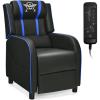 Giantex Gaming Recliner Chair, Adjustable Massage Gaming Chairs for Adults, Ergonomic Comfortable Lounge Leather Sofa w/Footrest, Remote Control & Side Pocket, Racing Style Single Sofa Recliners, Red(Blue)