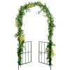 Giantex Garden Arbor Trellis with Door, 7.5FT Metal Garden Arch with Gate and Stakes for Climbing Plants Rose Vine, Arbors and Trellises Pergola for Lawn Patio Wedding Bridal Party Decoration