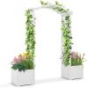 Giantex Garden Arbor with Planter, Wooden Planter Arch with Trellis, Outdoor Arch for Climbing Plants, Vegetables, Herbs, Decorations, Arbor Archway for Wedding, Ceremony, Party (White)(White)