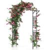 Giantex Garden Arch Trellis, 67”W x 83”H Metal Arbor with Corrugated PE-Coated Steel Tubes & Lattice Panels for Climbing Plants, Decorative Wedding Arch for Yard, Lawn, Party & Outdoor Events