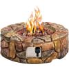 Giantex Gas Fire Pit, 28 Inch 40,000 BTU Propane Fire Pit Outdoor w/Natural Stone, Cover, ETL Certification, Stainless-Steel Gas Burner w/Electronic Ignition Lava Rock (Brown)(Brown)