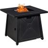 Giantex Gas Fire Table, 30 Inch Square Firepit Table 50,000BTU Fire Pits Tables w/Waterproof Cover, ETL and CSA Certification Patio Auto-Ignition Propane Heater Fireplace Table w/Lava Rock (Black)(Black)