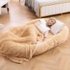 Giantex Human Dog Bed – 71″ x 45″ Large Human Size Dog Bed for Adult, Orthopedic Egg Crate Foam, Washable Faux Fur Bed Cover, Blanket, Pillow, for Pets and People Doze Off Napping (Brown)(Brown)
