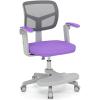 Giantex Kids Desk Chair, Ergonomic Adjustable Teen Task Chair w/Y-Shaped Lumbar Support, Armrest & Universal Wheels, Mesh Kid Office Chair for Sturdy, Kids Computer Chair for Boys & Girls 4-12, Grey(Purple)