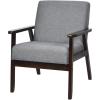 Giantex Mid-Century Modern Accent Chair, Retro Fabric Armchair, Solid Hardwood Made, Upholstered Linen Lounge Arm Chair for Living Room (1, Dark Grey)(Dark Grey)