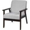 Giantex Mid-Century Modern Accent Chair, Retro Fabric Armchair, Solid Hardwood Made, Upholstered Linen Lounge Arm Chair for Living Room (1, Dark Grey)(Light Grey)