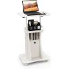 Giantex Mobile Podium Stand, Sit-to-Stand Laptop Cart with Tilting Tabletop & Storage Cabinet, Lockable Casters, Height-Adjustable Rolling Lectern for Classroom, Church, Home Office (Black, 2 Pack)(White)