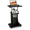 Giantex Mobile Podium Stand, Sit-to-Stand Laptop Cart with Tilting Tabletop & Storage Cabinet, Lockable Casters, Height-Adjustable Rolling Lectern for Classroom, Church, Home Office (Black, 2 Pack)(Black)