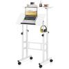 Giantex Mobile Standing Desk, Portable Stand Up Desks Adjustable Height with Wheels & Tilting Tabletop, Home Office Computer Workstation, Rolling Sit Stand Desk for Standing or Sitting, Natural(White)