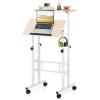 Giantex Mobile Standing Desk, Portable Stand Up Desks Adjustable Height with Wheels & Tilting Tabletop, Home Office Computer Workstation, Rolling Sit Stand Desk for Standing or Sitting, Natural(Natural)