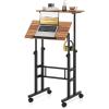 Giantex Mobile Standing Desk, Portable Stand Up Desks Adjustable Height with Wheels & Tilting Tabletop, Home Office Computer Workstation, Rolling Sit Stand Desk for Standing or Sitting, Natural(Walnut)