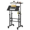 Giantex Mobile Standing Desk, Portable Stand Up Desks Adjustable Height with Wheels & Tilting Tabletop, Home Office Computer Workstation, Rolling Sit Stand Desk for Standing or Sitting, Natural(Black)