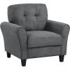 Giantex Modern Mid-Century Accent Chair – Linen Living Room Chair with Tufted Back, 7″ Thick Cushion, Max Load 400 lbs, Upholstered Armchair with Non-Slip Foot Pads, Club Chair for Bedroom, Grey(Grey)