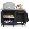 Giantex Outdoor Camping Kitchen Table, Portable Camping Grill Table with Windscreen and Remove Sink, Outdoor Camping Cook Station for BBQ Party Picnics Backyard Activities(Black)