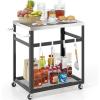 Giantex Outdoor Grill Cart – Movable Pizza Oven Stand with Stainless Steel Top, 2 Storage Shelves, 9 Hooks, Food Prep Cooking Table with Lockable Wheels, Dinning Serving Cart for Kitchen BBQ Party(29” x 20” (2-Tier))