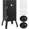 Giantex Outdoor Smoker with Double Doors, 2 Detachable Grill Netting Smoking Racks, Charcoal Pan & Water Pan, 4 Air Vents, Thermometer, Vertical Charcoal Smoker for Barbecue Camping Backyard Grill(Black)