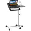 Giantex Overbed Table with Wheels, Medical Adjustable Bedside Table, Mobile Standing Desk, Portable Laptop Table for Small Spaces, Bed Trays Table for Eating Home Hospital (Black)(Black)
