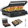 Giantex Panini Press Sandwich Maker, 3-in-1 Electric Indoor Grill, 2 Removable & Dishwasher Safe Non-Stick Plates, Drip Tray, 5 Auto Modes, Upper & Lower Independent Temperature Control, 4 H Timer