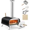 Giantex Pizza Oven Outdoor, Propane and Wood Fired Pizza Maker with 13″ Pizza Stone, Pizza Peel, Gas Burner with Regulator, Built-in Thermometer, Portable Pizza Oven for Camping Backyard Party