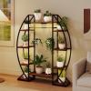 Giantex Plant Stand Indoor with Grow Lights, 10-Tier 63″ Tall Metal Plant Shelf for Multiple Plants, Decorative Curved Large Flower Stand Display Pot Rack for Living Room, Home, Balcony, Patio