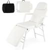 Giantex Portable Massage Bed Tattoo Chair, 73 Inch Adjustable Facial Table for Salon Beauty Spa w/Carrying Bag, Folding Spa Chair Esthetician & Lash Bed, White