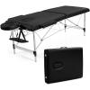 Giantex Portable Massage Table 84inch, Folding Lash Bed Aluminium Frame, Height Adjustable, 2 Fold Professional Facial Salon Tattoo Massage Bed Face Cradle Armrests Headrest Carrying Bag (Black)