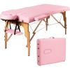 Giantex Portable Massage Table Lash Bed, 2 Fold Massage Bed Spa Bed Height Adjustable w/Face Cradle & Carry Case, Professional Facial Salon Tattoo Table for Spa Beauty Salon Home Use (Pink)(Pink)