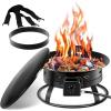 Giantex Portable Propane Fire Pit, 19″ Outdoor Firepit, 58,000BTU Fire Bowl w/Cover & Carry Kit,Lava Rock Stone & Tank Stabilizer Ring, Gas Fire Pit for Outside Camping,Patio, Backyard, Black