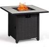 Giantex Propane Fire Pit Table, 30 inch 50,000 BTU Square Gas Firepits w/Ceramic Tabletop, Emboss Gas Heater w/Lava Rock, Waterproof Cover, ETL and CSA Certification for Outside(Black & Gray)(Black & Gray)