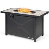 Giantex Propane Fire Pit Table, 42 Inch 60,000 BTU Rectangular Gas Fire Table w/Waterproof Cover, Outdoor Electronic Ignition Firepit Table w/Lava Rock for Courtyard Balcony Garden Terrace(Black+Natural)
