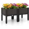 Giantex Raised Garden Bed, Elevated Planter Box Kit W/ 8 Legs, 2 Planter Boxes, Self-Watering System, Drainage Holes, Indoor & Outdoor Vegetable Fruit Flower Herb Growing Box(Brown)