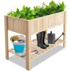 Giantex Raised Garden Bed, Elevated Wood Planter Box, Standing Garden Bed Kit w/Legs & Storage Shelf for Vegetable Flower Herb, Outdoor Use for Patio Backyard, Natural(47″Lx 23″Wx 35″H)